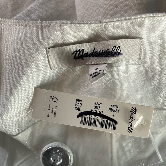 Madewell 100% Linen Scoopneck Cutaway Vest Top Salt White Size 4 NWT - Picture 9 of 10